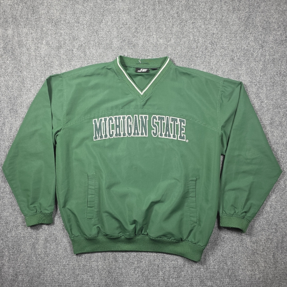 J2 Sport L Green Nylon Michigan State 90s Windbreaker